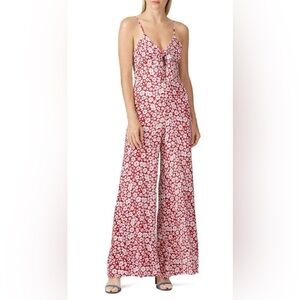 Auguste The Label Mila Palms Red Floral Wide Leg Jumpsuit Sz 6